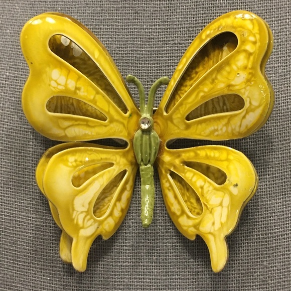 Jewelry - Vintage Handpainted Butterfly Brooch